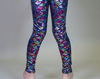 Dark Mermaid Rainbow Leggings - Mermaid Leggings - Metallic Rainbow Pants - Metallic Rainbow Leggings