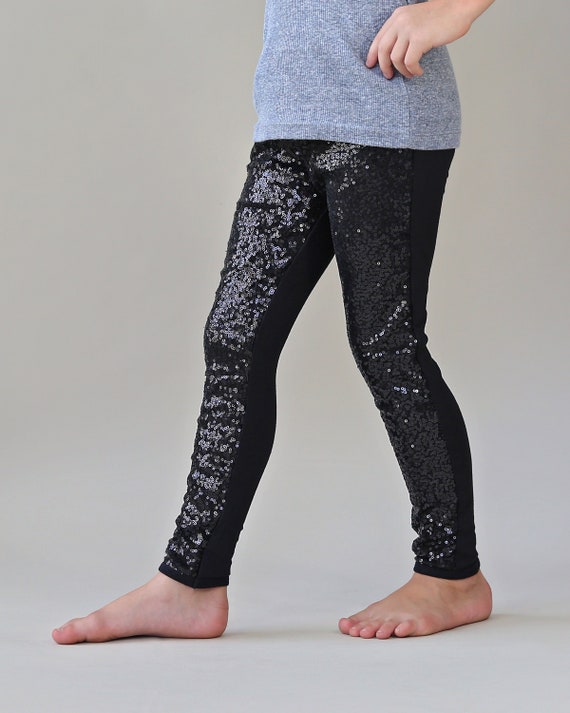 Girls black sparkly leggings sale