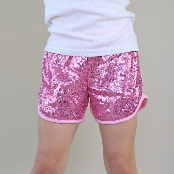 Short rose à sequins tendance pour enfants - Coloré et à la mode, short mignon parfait, cadeau pour elle, cadeau d'anniversaire amusant