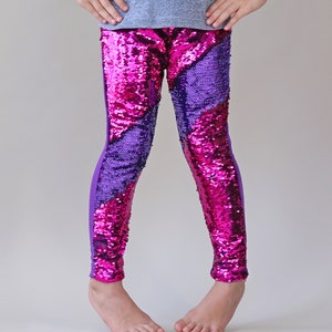 Girls Birthday Pants-  Sequin Pants, Pink Sequins, Hot Pink purple pants, kid preschool toddler trendy sequin pants for girls birthday gift