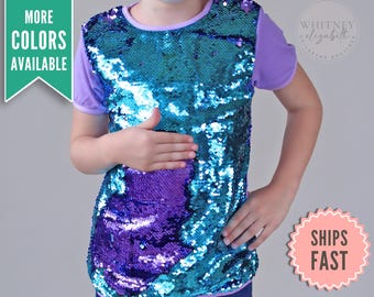 Girls Sequin Top, Trendy Kids Sparkle Shirt, Sequin Birthday Party Outfit, Girls Clothing, Sequin Birthday Shirt Gift, Girls Birthday Shirt