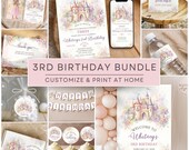 Princess Birthday Party Bundle, Princess Invitation, Royal Princess Party, Girl Princess Invite, Girls 3rd Birthday Invite, Once Upon a Time