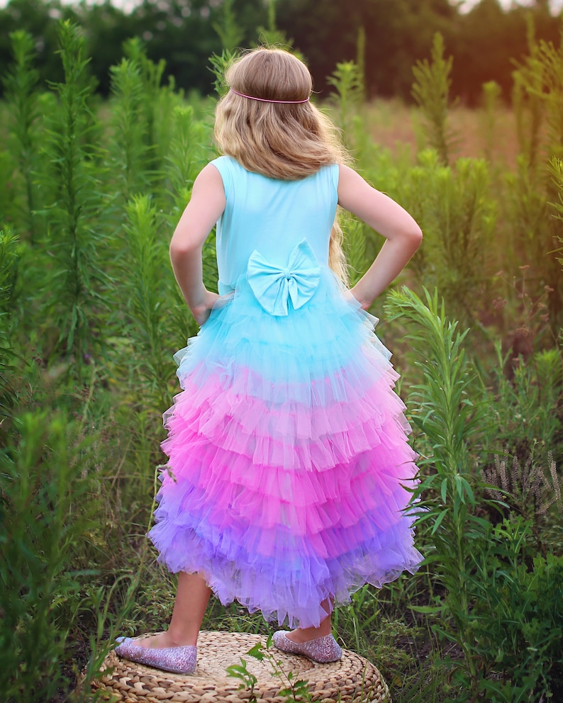 High Low Tulle Flower Girl Dress Princess Birthday Outfits, Fluffy Party Dress for Special Occasions, Gift for Girls, Tulle Flower Girl image 4