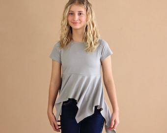 Gray Boho Shirt - Gray High Low Shirt - Gray Shirt - Gray Tunic Shirt