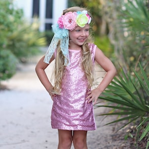 Girls Sequin Pink Tunic Dress - Pink Sequin Tunic -Sequin Shift Dress - Birthday Dress - Party Dress - Sequin Tank Dress -  Girls Pink Dress