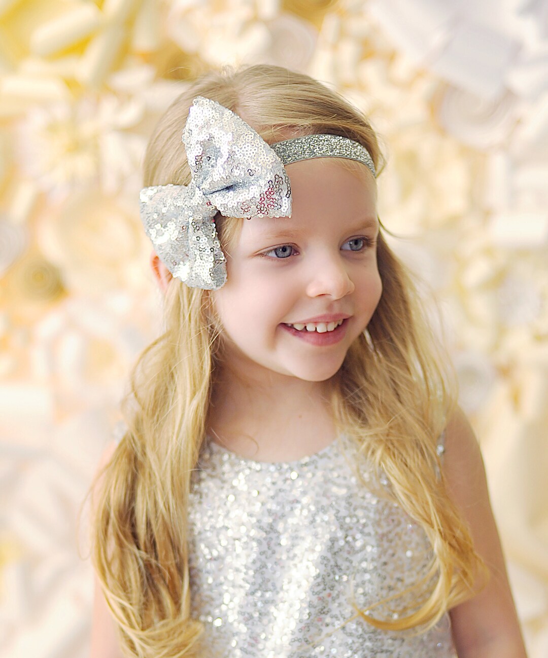 Silver Bow Sequin Headband Sequin Bow Headband Silver Sequin Bow