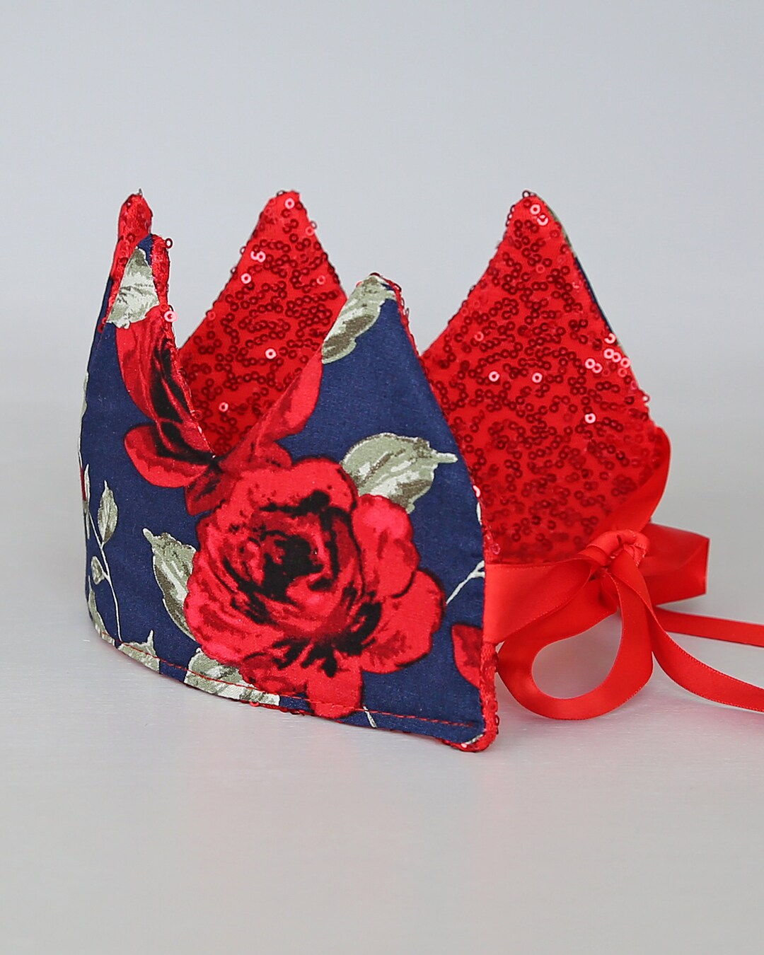 Dress up Crown Sequin Crown Birthday Crown Navy Floral Crown Reverse