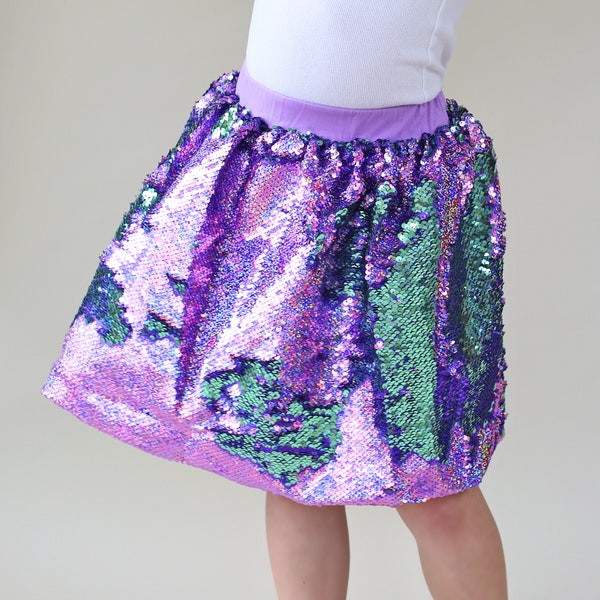 Mint and Lavender Flip Bubble Skirt - Lavender and Mint Skirt - Magic Sequin Skirt - Birthday Skirt - Party Bubble Skirt - Twirly Skirt