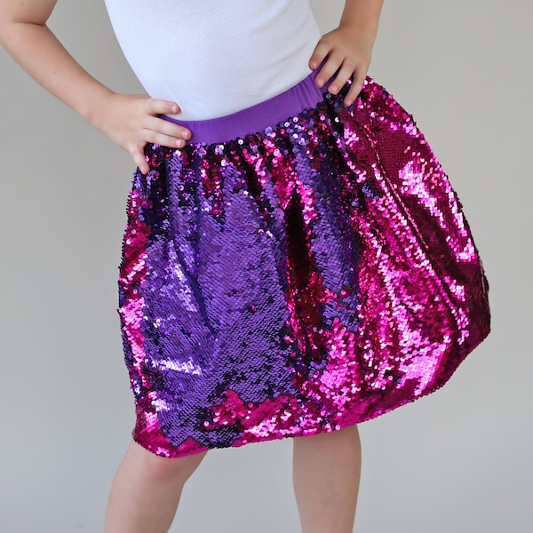 Purple and Hot Pink Flip Bubble Skirt - Hot Pink and Purple Skirt - Magic Sequin Skirt - Birthday Skirt - Party Bubble Skirt - Twirly Skirt