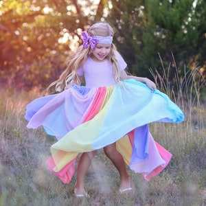 Regenbogen Kleid Langes Pastellkleid Paillettenkleid Geburtstagskleid, Partykleid, twirly Kleid, Mädchen-Geburtstagsgeschenk, Geschenk für Mädchen, Geschenk Bild 1