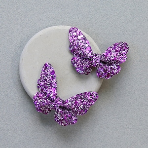 Girls Glitter Butterfly Clip Set -Sequin Bow Clip, Butterfly Hair clips, clip set, pigtail hair clips, Girls gift, butterfly bows, butterfly