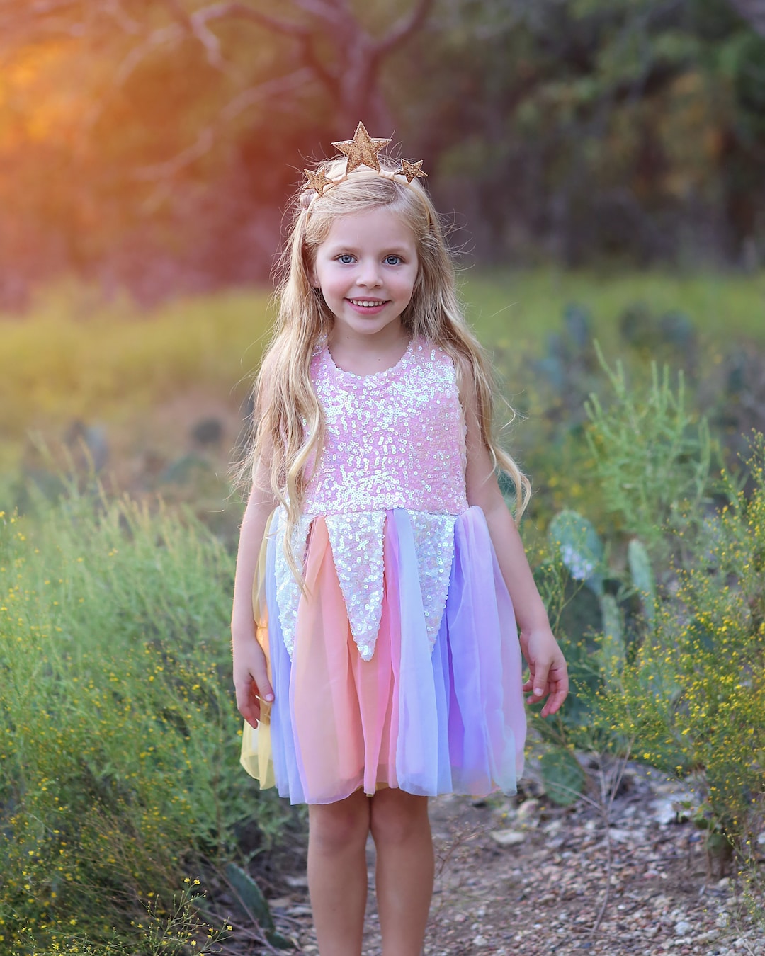 Pastel Rainbow Sky Dog Dress with Sparkling Tutu