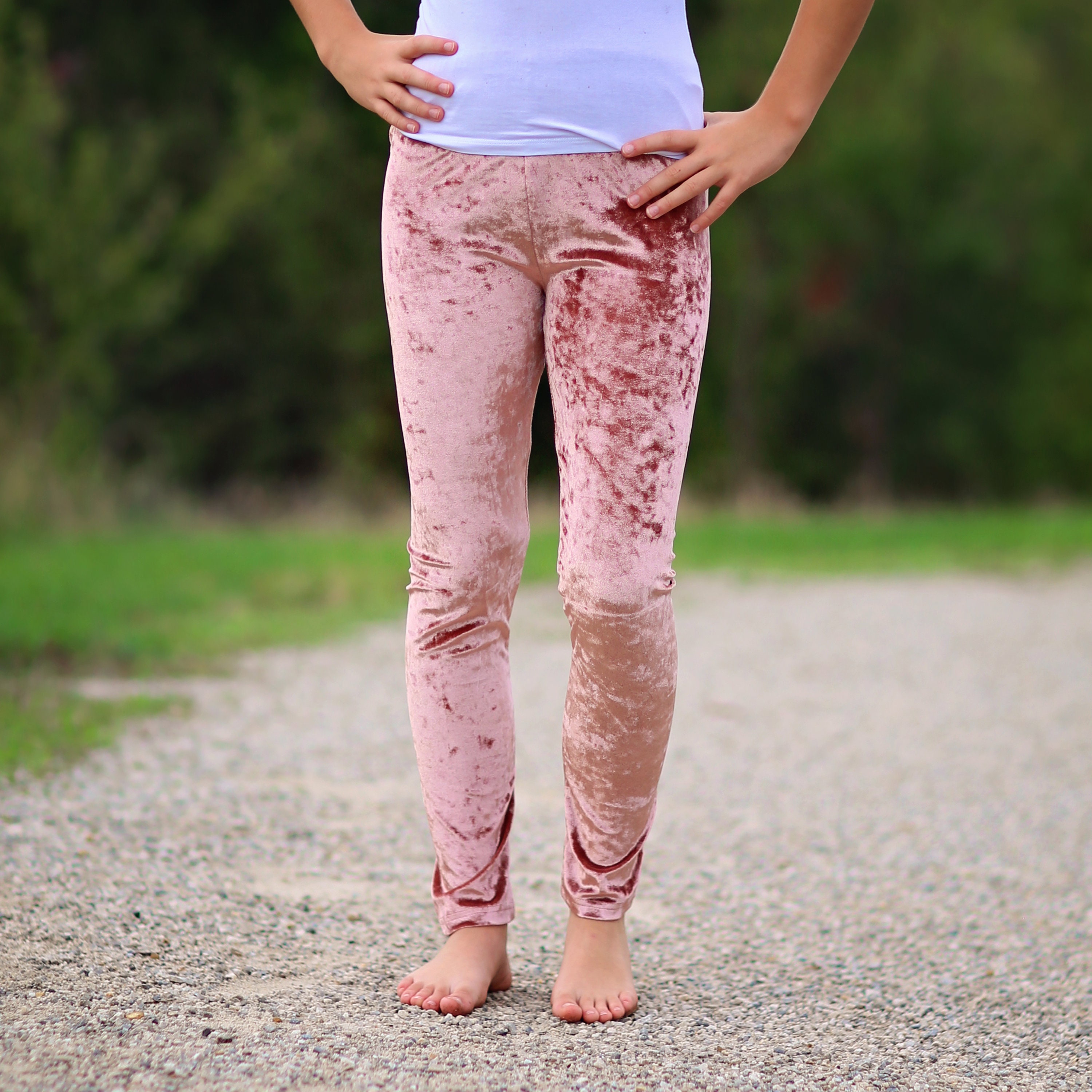Pink Crushed Velvet Leggings