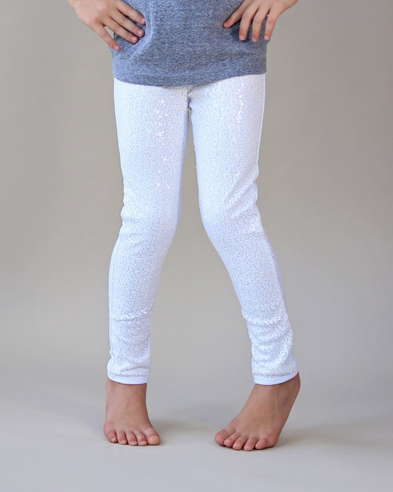 White Sequin Leggings White Sequin Pants Sequin Pants White Pants