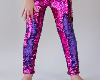 Hot Pink and Purple Reversible Sequined Pants - Flip Sequin Pants - Hot Pink and Purple Sequined Pants - Magic Sequin Pants