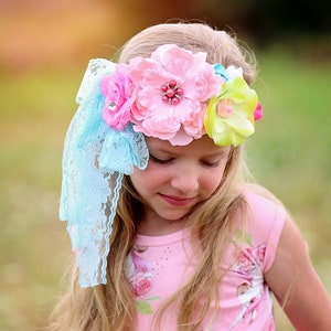 Girls Pastel Flower Headband - Flower Headband, Flower Crown, Flower Headpiece, Boho Flower Headband, Boho Flower Crown, Flower girl
