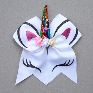 White Unicorn Hair Bow - Unicorn Rubberband - Unicorn Hair Accessory - Unicorn Hair Bow