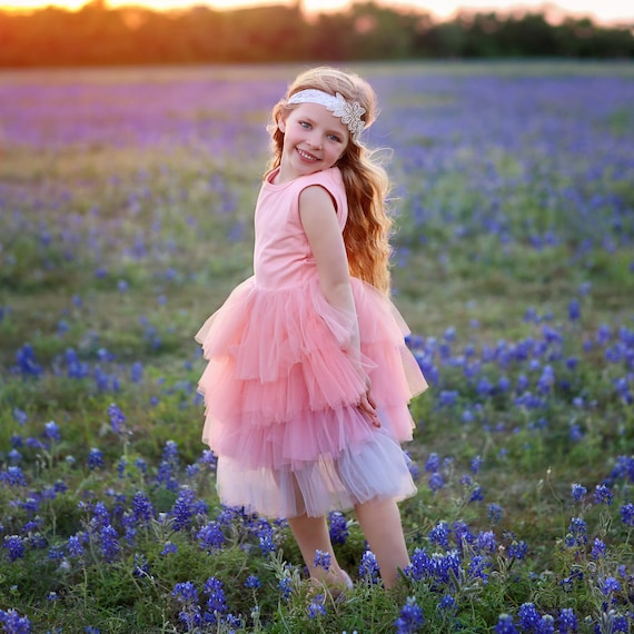 layered tulle princess dresses for kids Girls' Pink Sequin Tiered Tulle Princess Dress Special Occasion & Flower Girl Gown Mia Princess