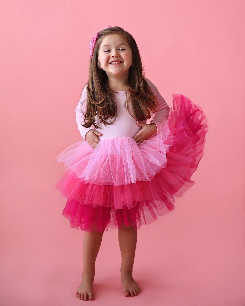 Pink Tulle Flower Girl Dress Princess Birthday Outfits, Fluffy Party Dress for Special Occasions, Gift for Girls, Twirl-Worthy Flower Girl image 3