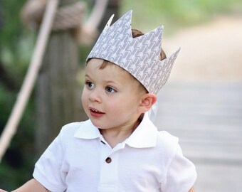 Dress Up Crown - Sequin Crown - Birthday Crown - Gray Arrow Crown Reverse Yellow, Aqua and Gray Arrows - Fits all