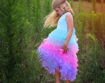 High Low Tulle Flower Girl Dress - Princess Birthday Outfits, Fluffy Party Dress for Special Occasions, Gift for Girls, Tulle Flower Girl