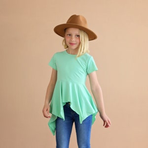 Mint Boho Shirt Light Green High Low Shirt Mint Green Shirt Mint Green Tunic Shirt image 1