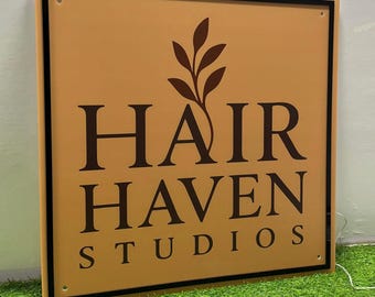 Square 3D Backlit Business Sign Wall | Custom LED logo Sign | Backlit Logo Sign | Light Up Sign| Salon Backlit Sign |Business Sign Wall