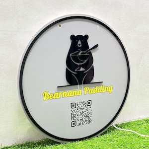 3D Custom Acrylic QR Code Sign, Acrylic Name Business logo Sign, Custom Business QR Code Display, Light Up Sign, LED Light sign