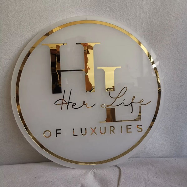 Letrero comercial retroiluminado de acrílico 3D personalizado, letrero de pared personalizado con nombre de acrílico, letrero de puerta comercial con logotipo personalizado, letrero iluminado, regalo para jefe