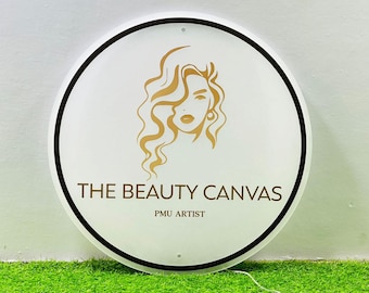 3D Custom Salon Backlit | Acrylic Backlit Business Sign Wall | Acrylic Name Custom Wall Sign | Custom Logo Door Sign | Light Up Sign