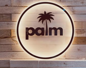 3D Round Custom Backlit Business Logo Sign, Personalized Acrylic Logo Sign, Small Business Sign, Salon Name Sign, Small Business Sign,