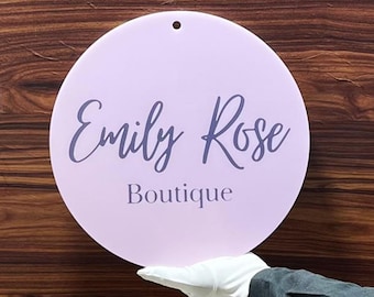 Custom Round Acrylic Business Sign, Personalized Logo Sign, Sign For Small Business, Custom Logo Sign, Business Name Sign,Boutique Logo Sign