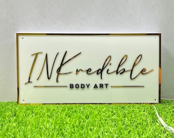 Letrero comercial acrílico con logotipo LED rectangular / Letrero comercial con logotipo 3D personalizado / Letrero comercial con logotipo retroiluminado acrílico / Letrero comercial con logotipo para pequeñas empresas