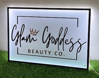 Rectangular 3D Backlit Business Sign Wall | Custom LED logo Sign | Backlit Logo Sign | Light Up Sign| Salon Backlit Sign |Business Sign Wall