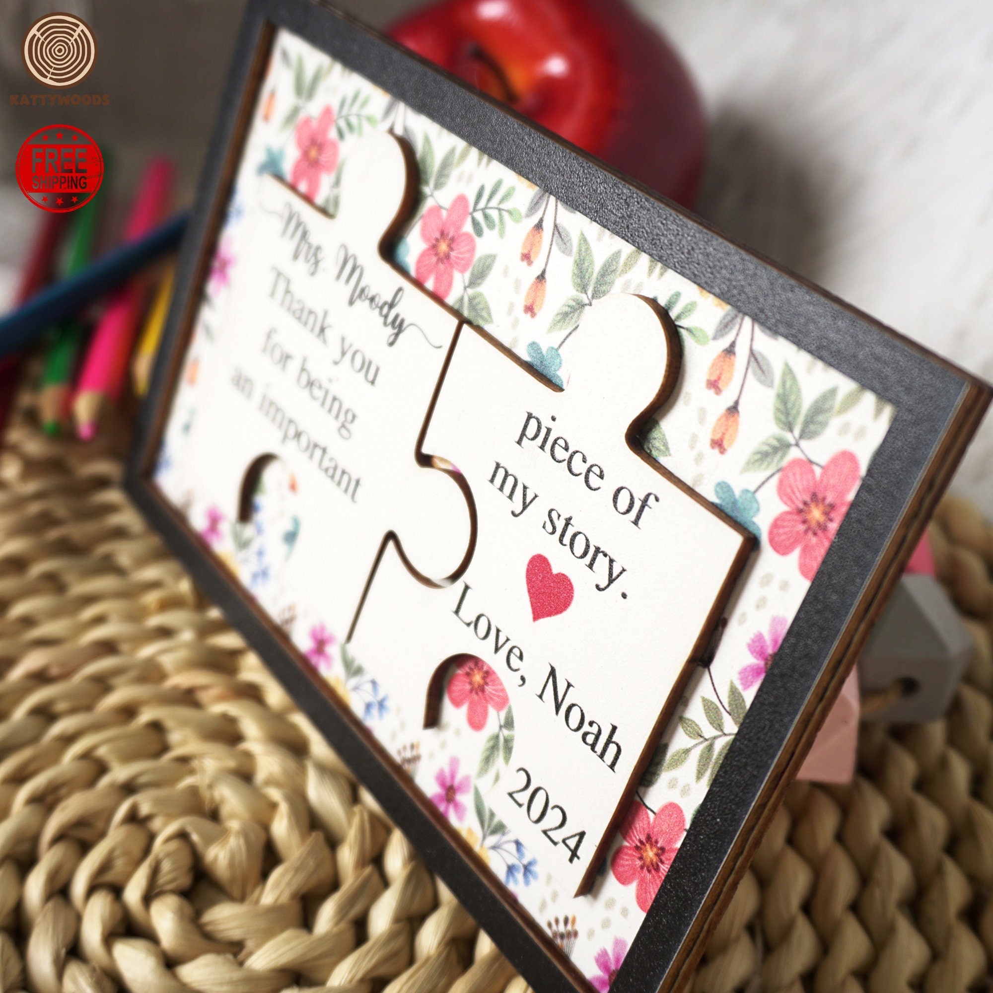 Personalized Teacher Plaque: Puzzle Piece Wooden Sign - Etsy