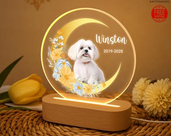 Pet Memorial Night Light, Custom Pet Photo Night Light, Light Up Pet Memorial, Custom Photo LED Light, Gifts for Pet, Pet Loss Sympathy Gift