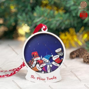 Family Opening Presents Ornament Personalized Christmas Ornament 2024 Christmas Family Name - Family Christmas Ornament Gifts