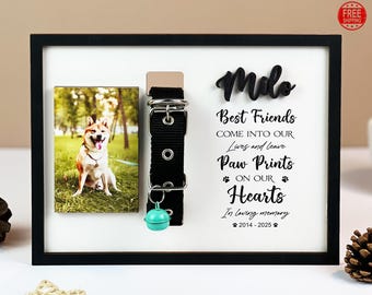 Personalized Dog Memorial Wood Frame With Collar Holder, Memorial Pet Collar Sign with Photo, Dog Memorial Gift, Pet Loss Gift Memorial Sign