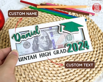 Personalized Graduation Money Holder: Wooden Keepsake Gift