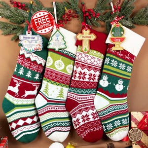 Personalized Knit Christmas Stocking: Embroidered Name, Cable Knit Design