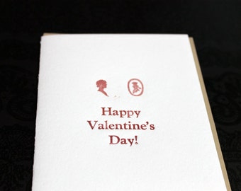 Happy Valentine es Day Letterpress Karte - Lady and Gent Silhouette