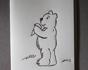 Bear with Ice Cream Cone Letterpress card ~ Handmade ~ FREE shipping within the US ~