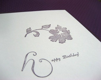 Happy Birthday Letterpress Card ~ Handmade ~ FREE shipping ~