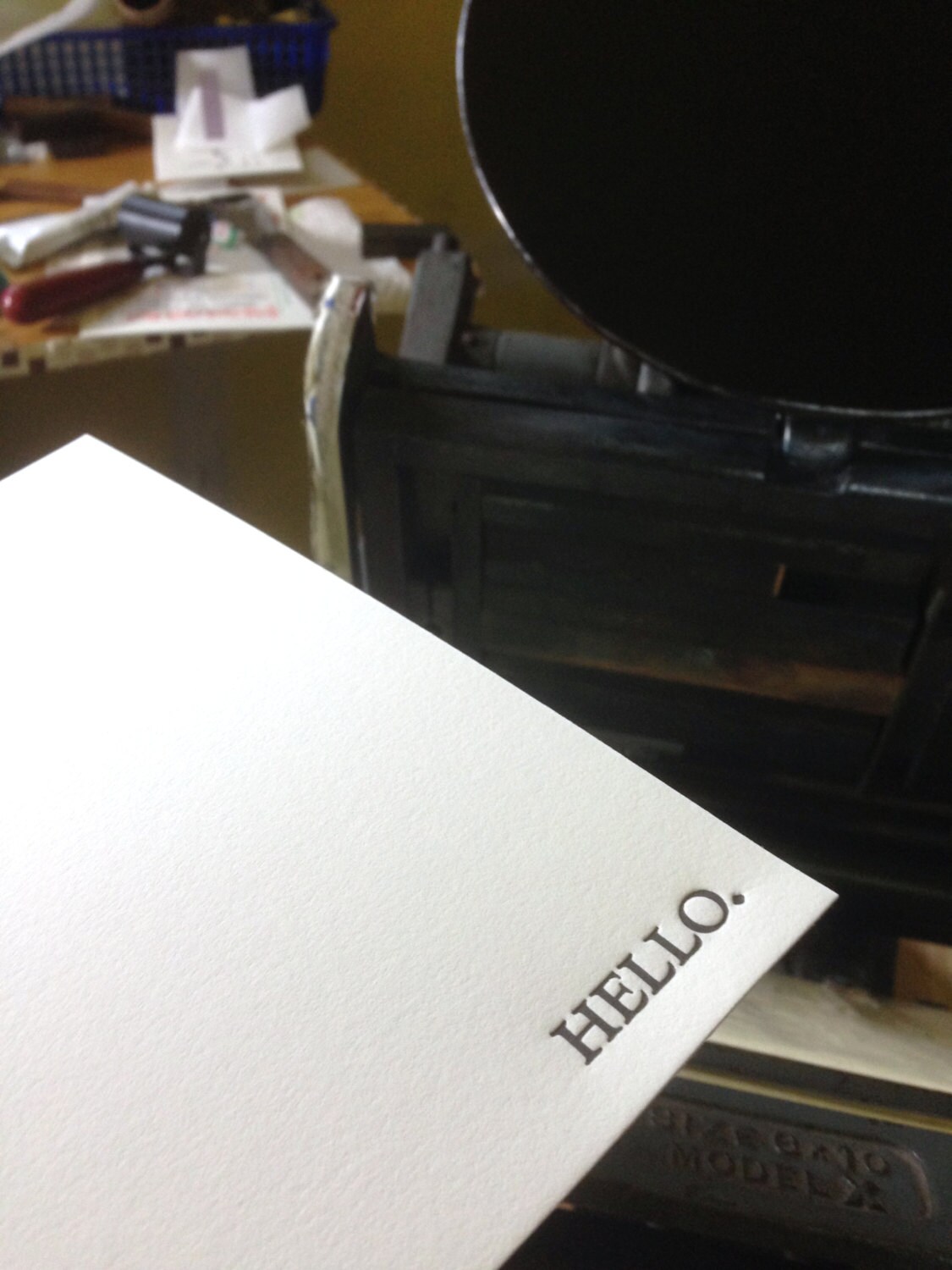Hello Letterpress Card ~ Handmade ~ FREE Shipping ~ - Etsy