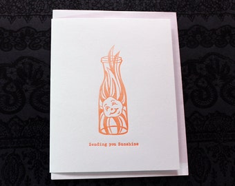 Sending You Sunshine Letterpress Card ~ Handmade ~ FREE shipping within the US ~