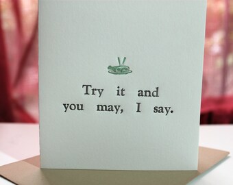 Versuchen Sie grün Schinken Letterpress-Karte