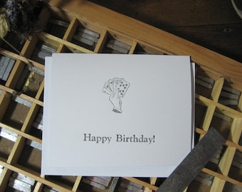 Poker Hand Letterpress Geburtstagskarte ~ handgefertigt ~ kostenloser Versand ~