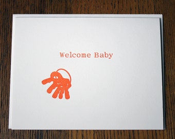 Welcome Baby Letterpress card - Teething Keys ~ Handmade ~ FREE shipping within the US ~