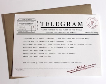 Telegramm-Hochzeits-Einladungen - Muster
