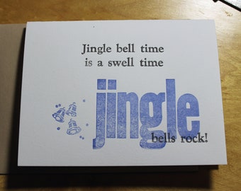 Jingle Bells rock - Letterpress Card ~ Handmade ~ FREE shipping within the US ~